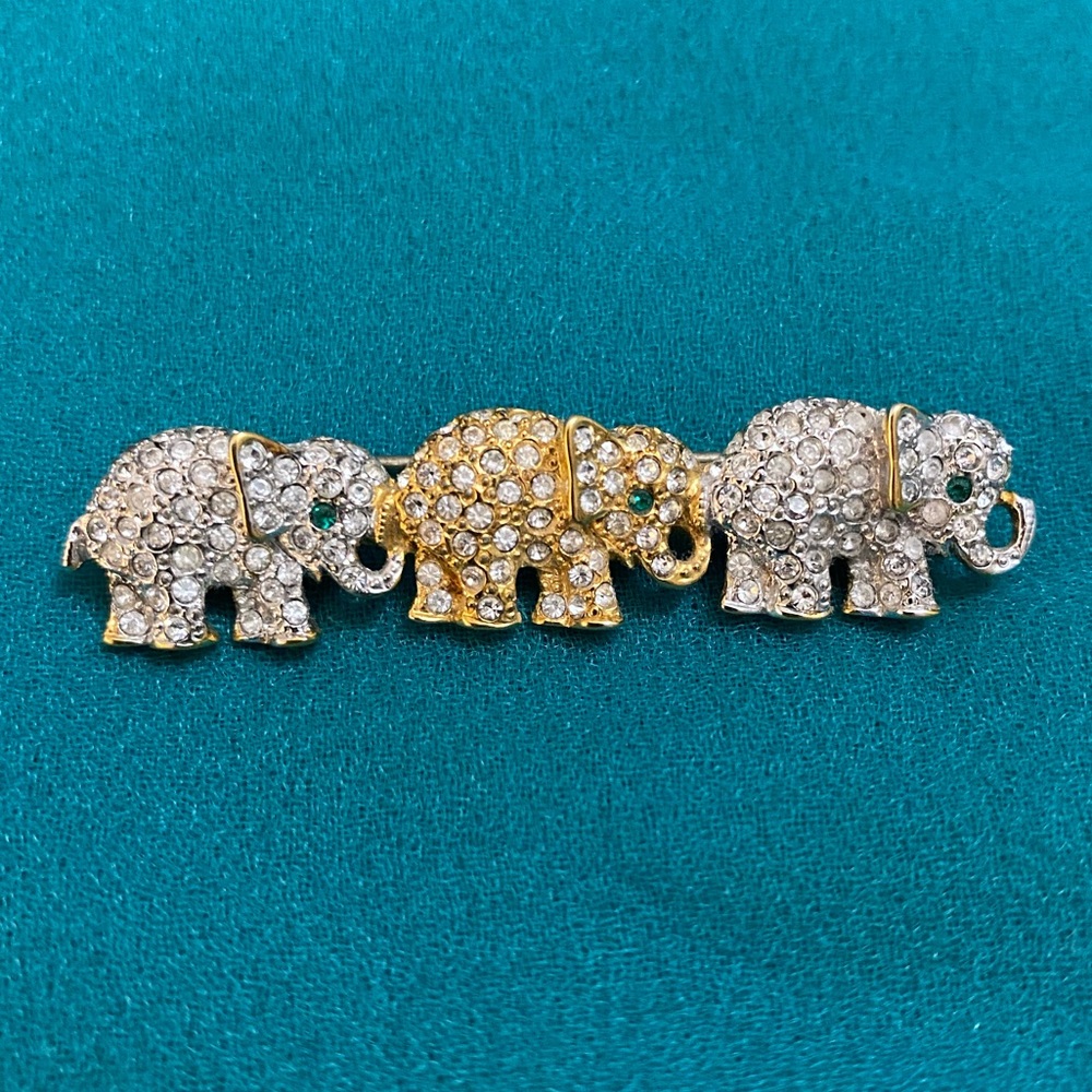 Vintage Elephant Family or Three Pin / Brooch